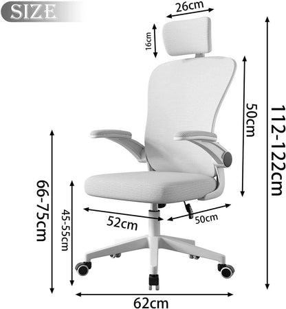 Ergonomic Desk Chair Breathable Mesh Chair - White