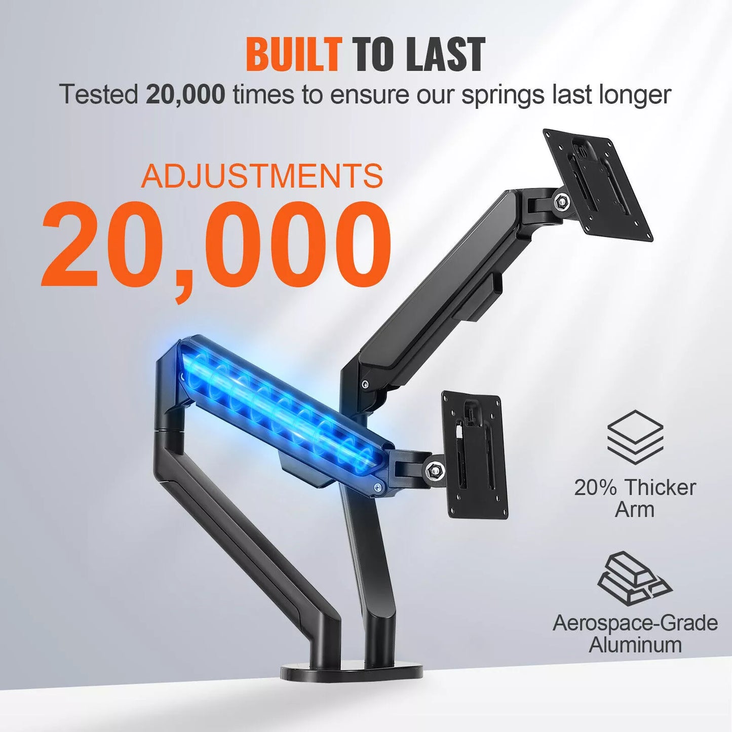 Monitor Dual Arm Stand Steel Display Desk Mount Bracket Screen Holder up to 35''