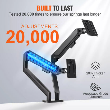 Monitor Dual Arm Stand Steel Display Desk Mount Bracket Screen Holder up to 35''