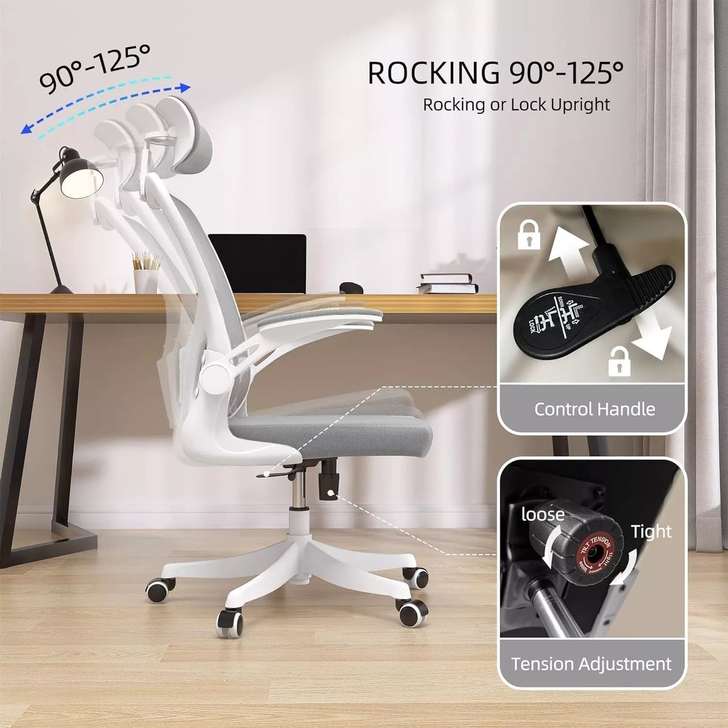 Ergonomic Desk Chair Breathable Mesh Chair - White