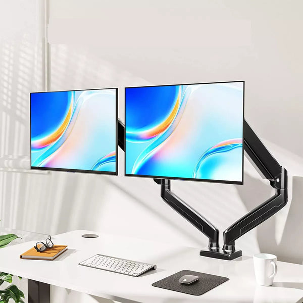Monitor Dual Arm Stand Steel Display Desk Mount Bracket Screen Holder up to 35''