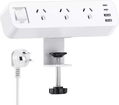 Desk Power Board with USB, Power Strip USB Surge Protector, 3 AC Outlets