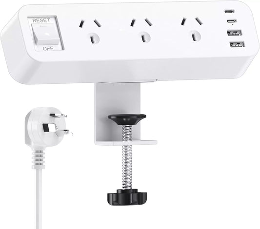 Desk Power Board with USB, Power Strip USB Surge Protector, 3 AC Outlets